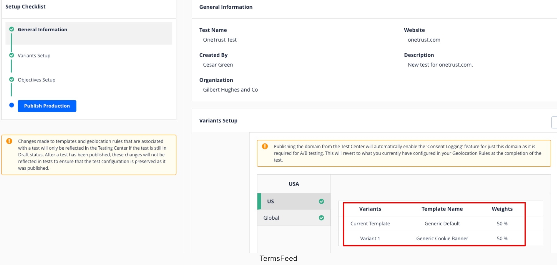 OneTrust A B Testing Consent Experiences