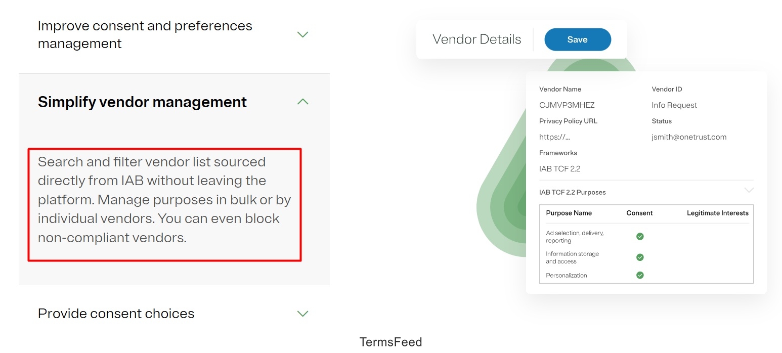 OneTrust IAB TCF Vendor Management