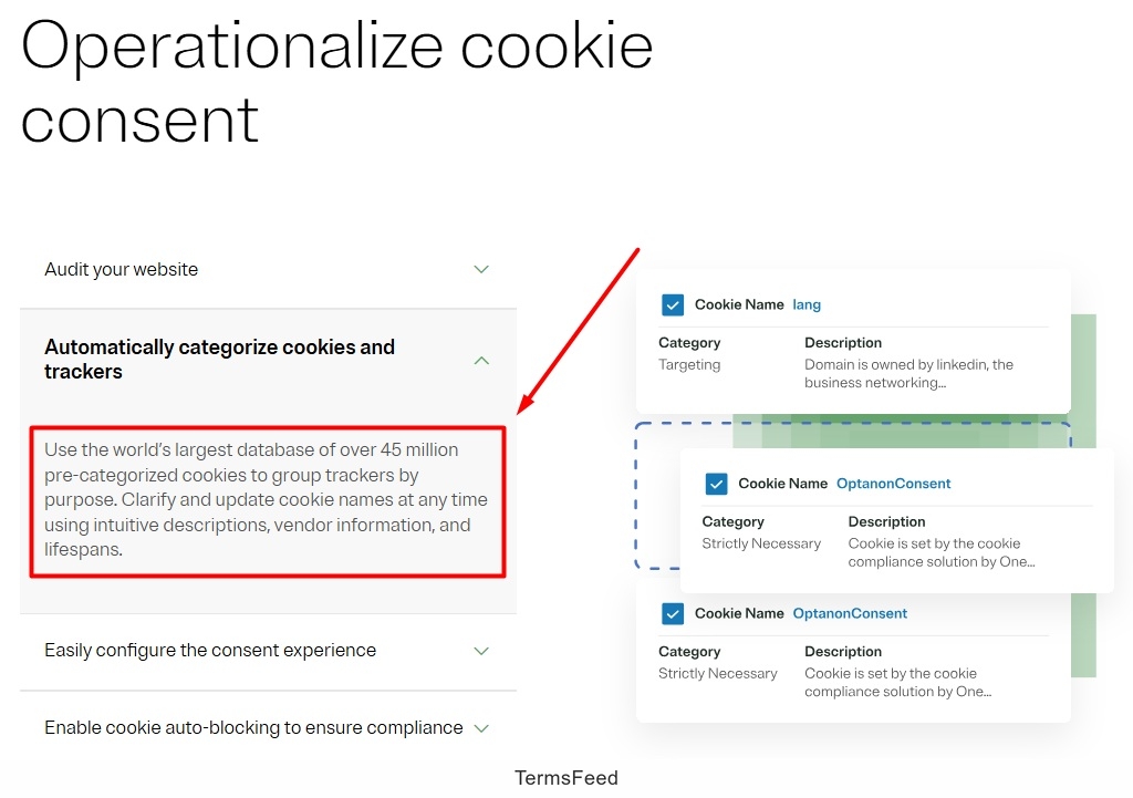 OneTrust Platform: Automatically categorize cookies and trackers