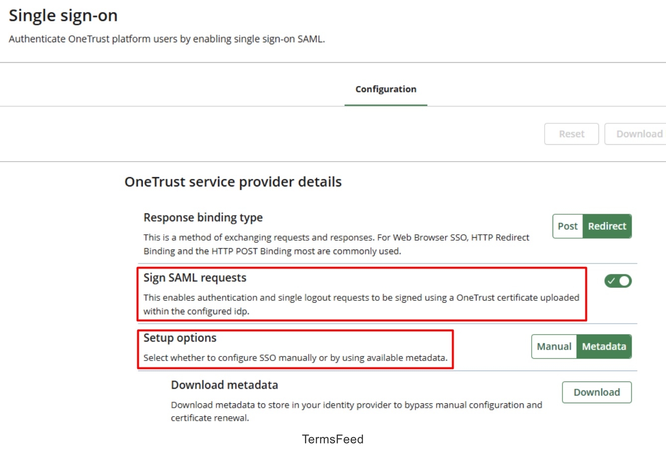 OneTrust Single Sign-On