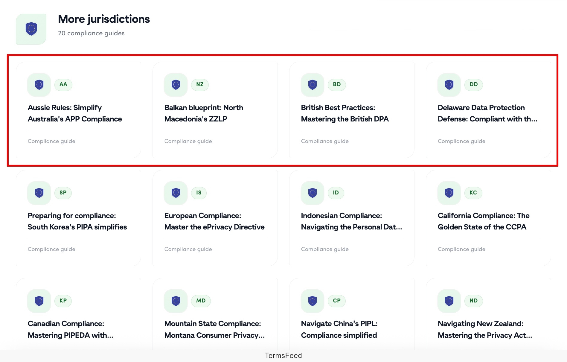 Screenshot of the Secure Privacy - Global Privacy Laws - Directory excerpt