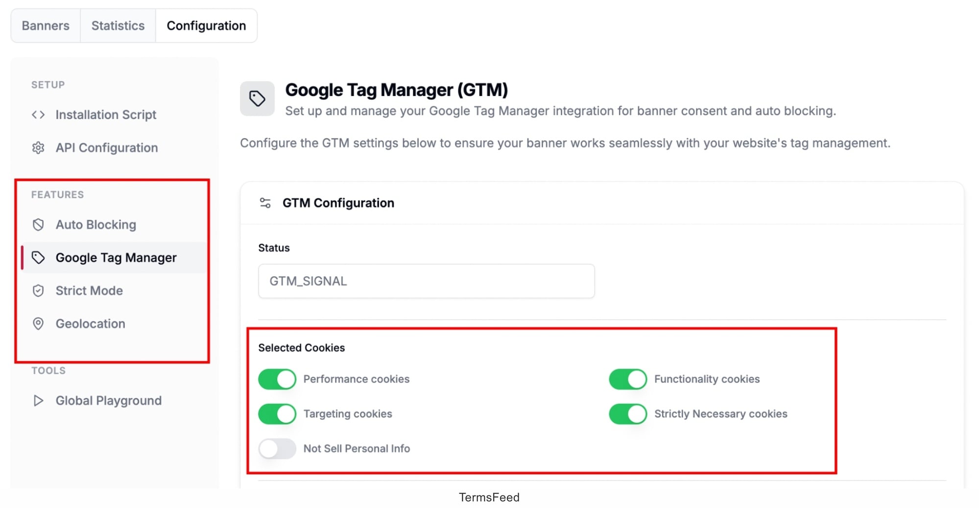 Excerpt from Captain Compliance App configuration - Google Tag Manager