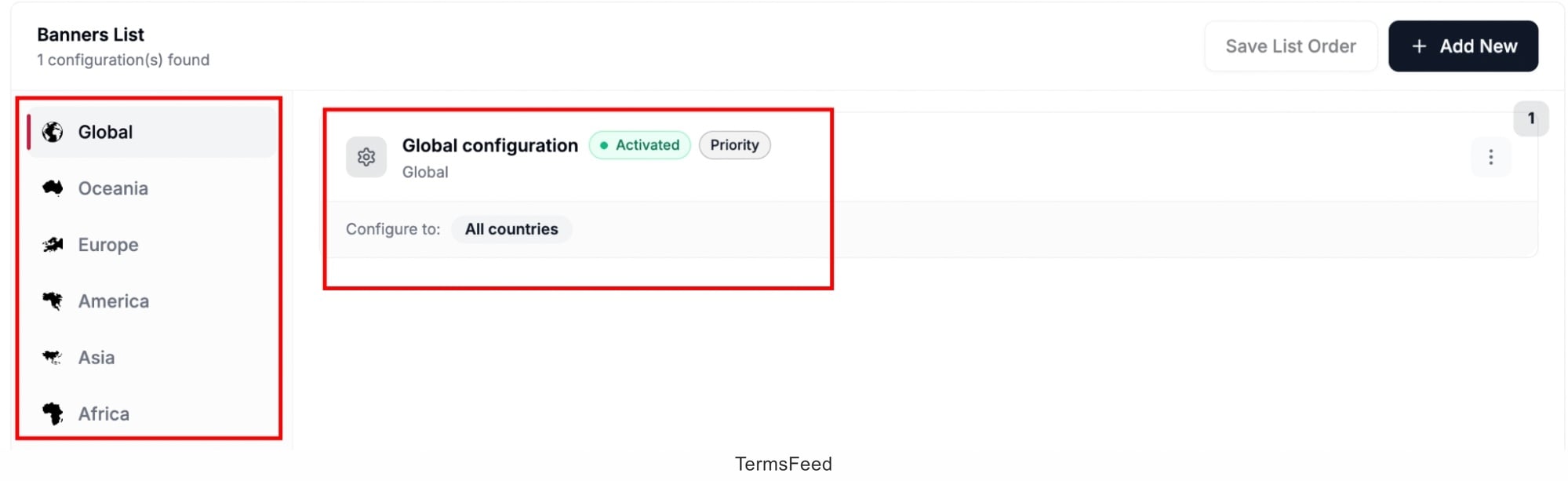 Excerpt from Captain Compliance Solutions Consent configuration - Geo-location