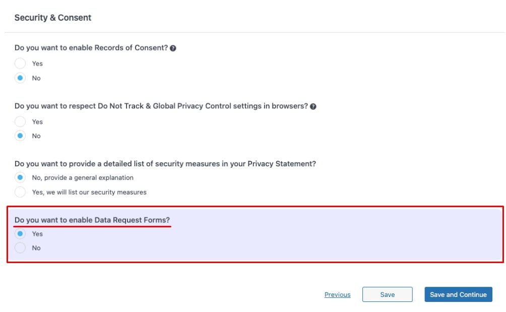 Complianz WordPress Plugin - Wizard - Data Request Form Example