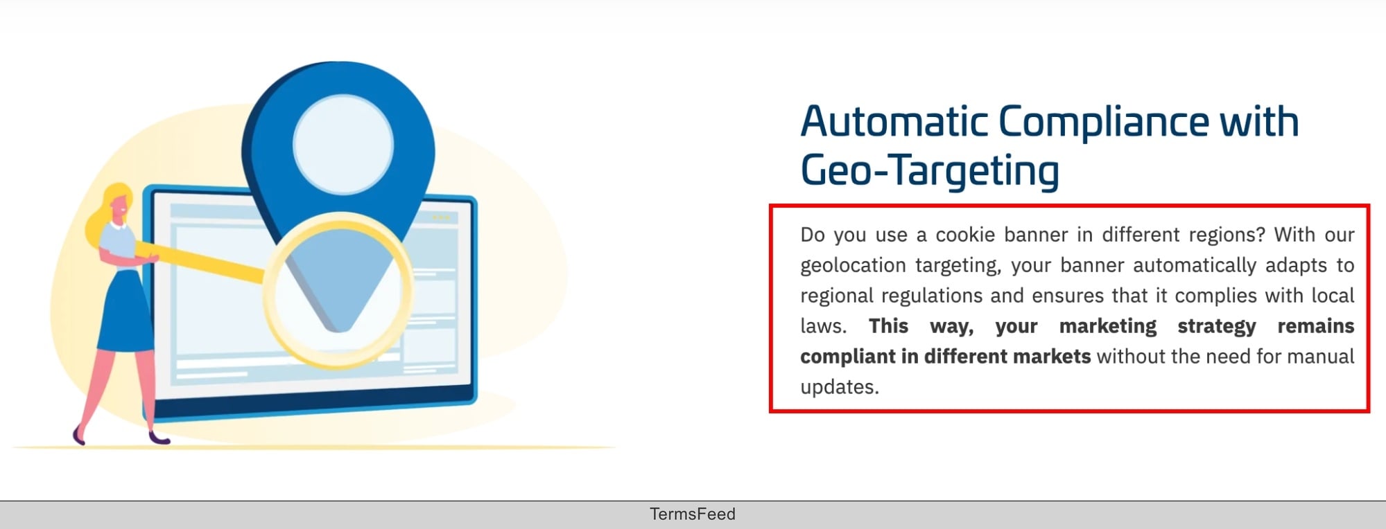 Screenshot of the consentmanager Cookie banner geo targeting compliance