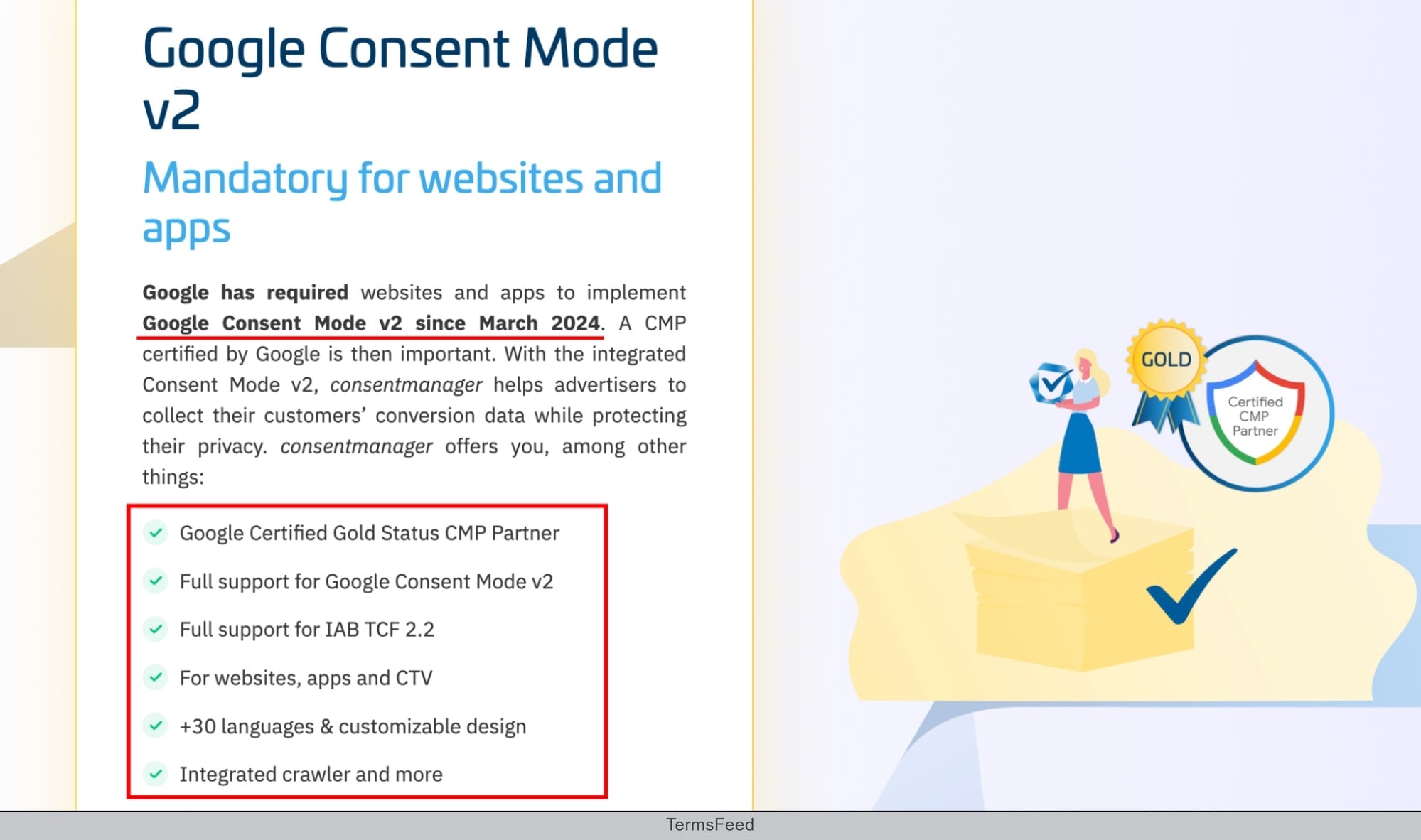 Screenshot of the consentmanager - Google Consent Mode V2 page excerpt