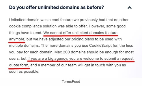 CookieScript - FAQ - Do you offer unlimited domains as before?