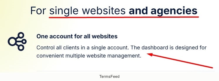 CookieScript - One account, multiple websites - excerpt
