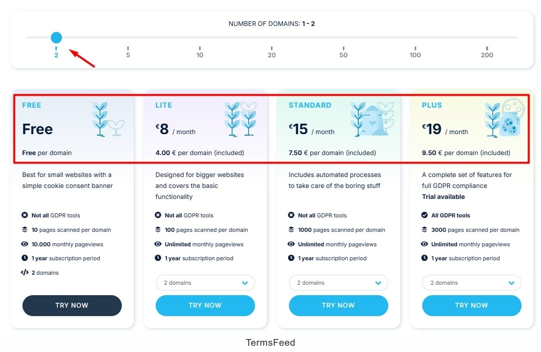 CookieScript - Pricing page excerpt