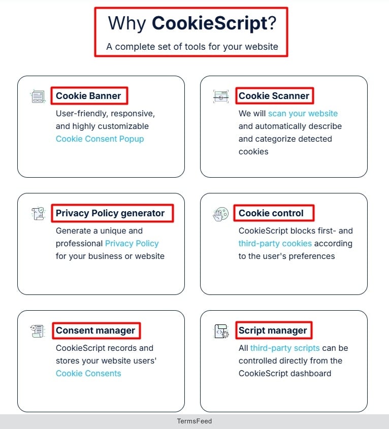 CookieScript - Tools set screenshot