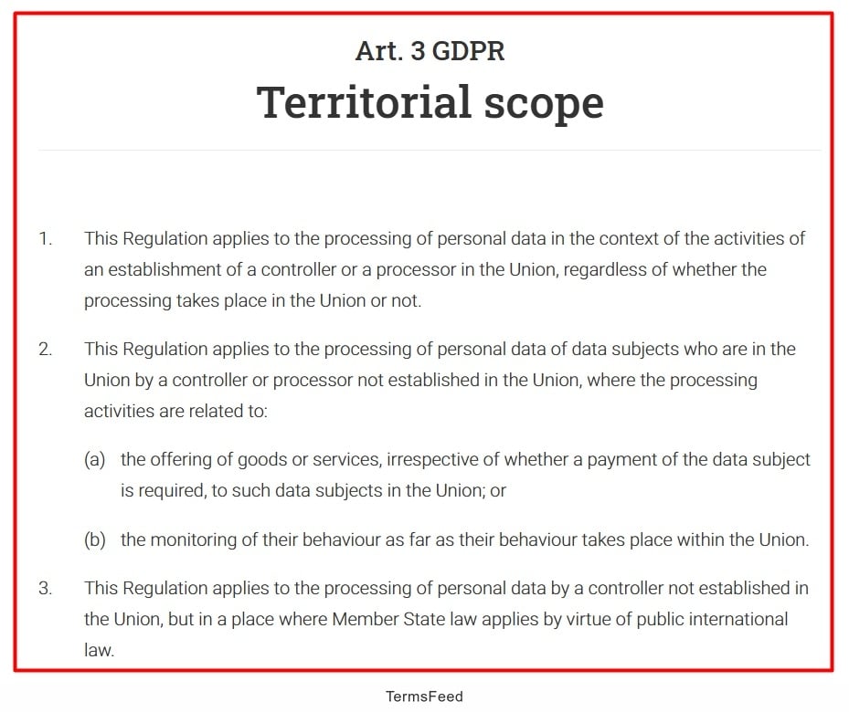 GDPR - Article 3 - Territorial scope