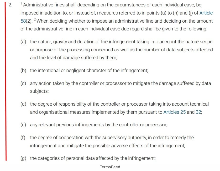 GDPR - Article 83 - General conditions for imposing fines - Clause 2 excerpt