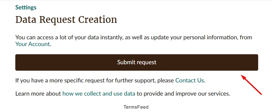 GoodReads - User - Settings - DSAR option