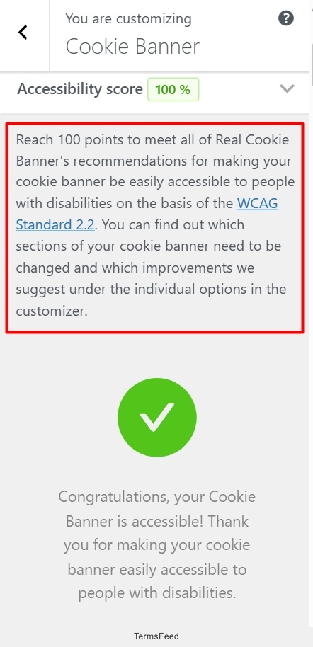 Real Cookie Banner dashboard - Customization - WCAG 2.2 Level AA Accessibility