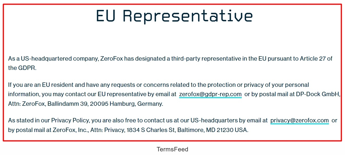 ZeroFox Terms and Transparency - EU Representative