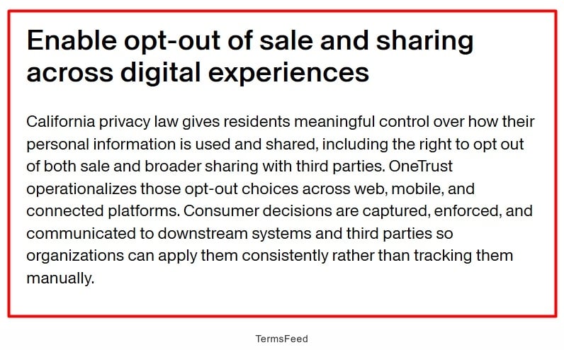 OneTrust Solutions enable opt-out choices