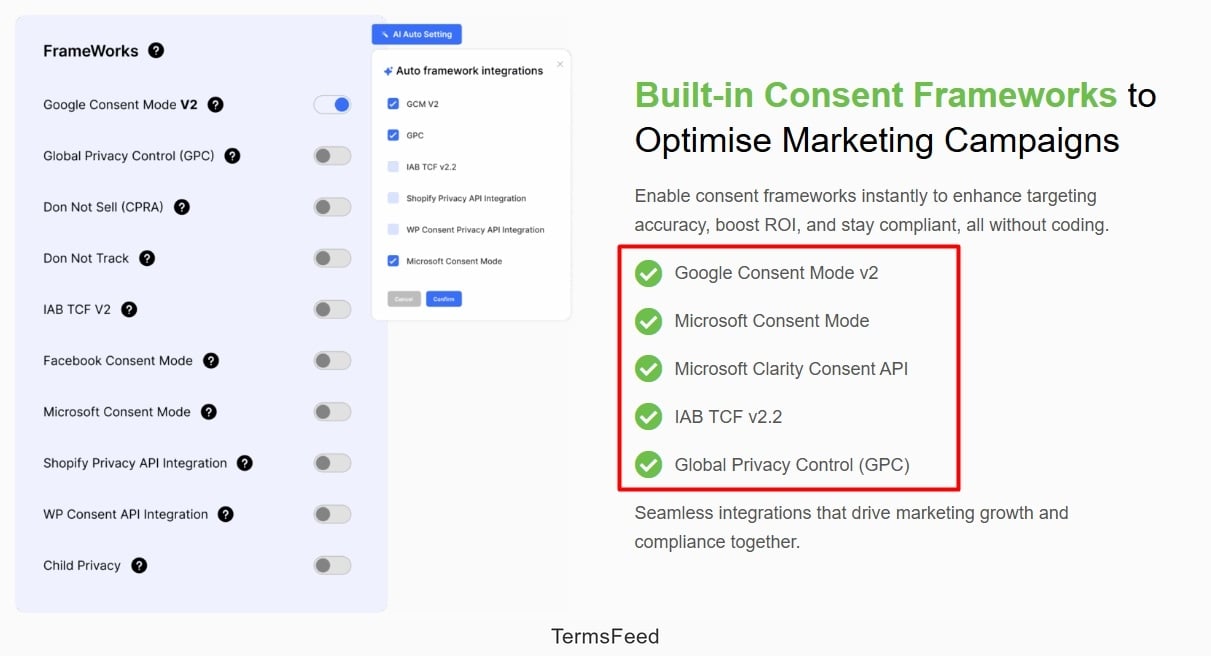 Seers Features Built-in Consent Frameworks highlighted