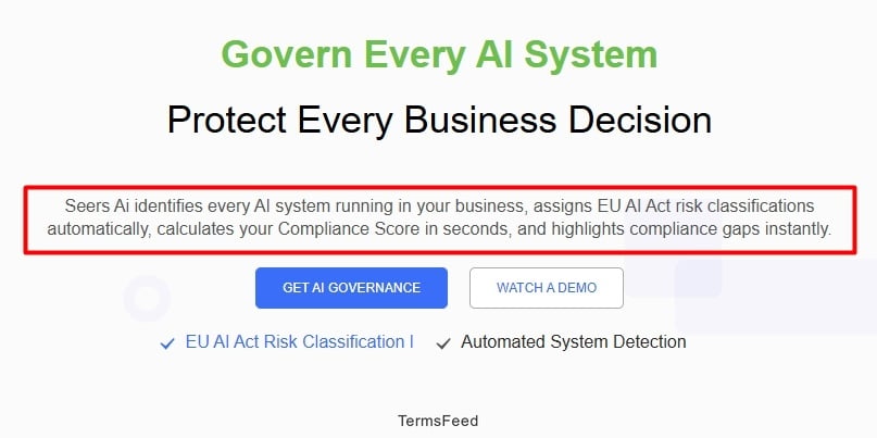 Seers Solutions AI Governance highlighted