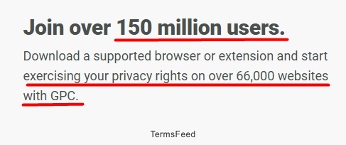 Global Privacy Control About us page excerpt